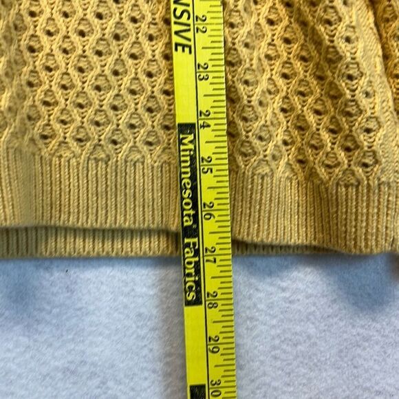 TALBOTS Sweater Women’s Large Yellow Lambswool Blend Open Knit Pullover Soft - Picture 8 of 12